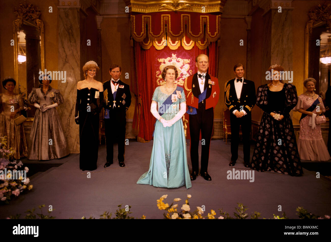 UK-London Queen Elizabeth II königliche Familie Madame Tussauds Great Britain Europa England Wachsfigurenkabinett-Skulpturen Stockfoto