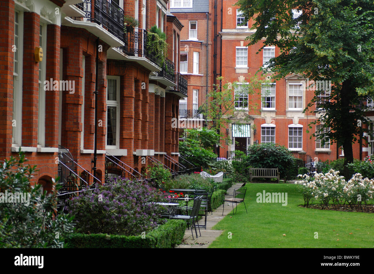 UK London Egerton Gärten Wohnung Brompton Großbritannien Europa England lebt Wohnungen grüner Natur br Stockfoto