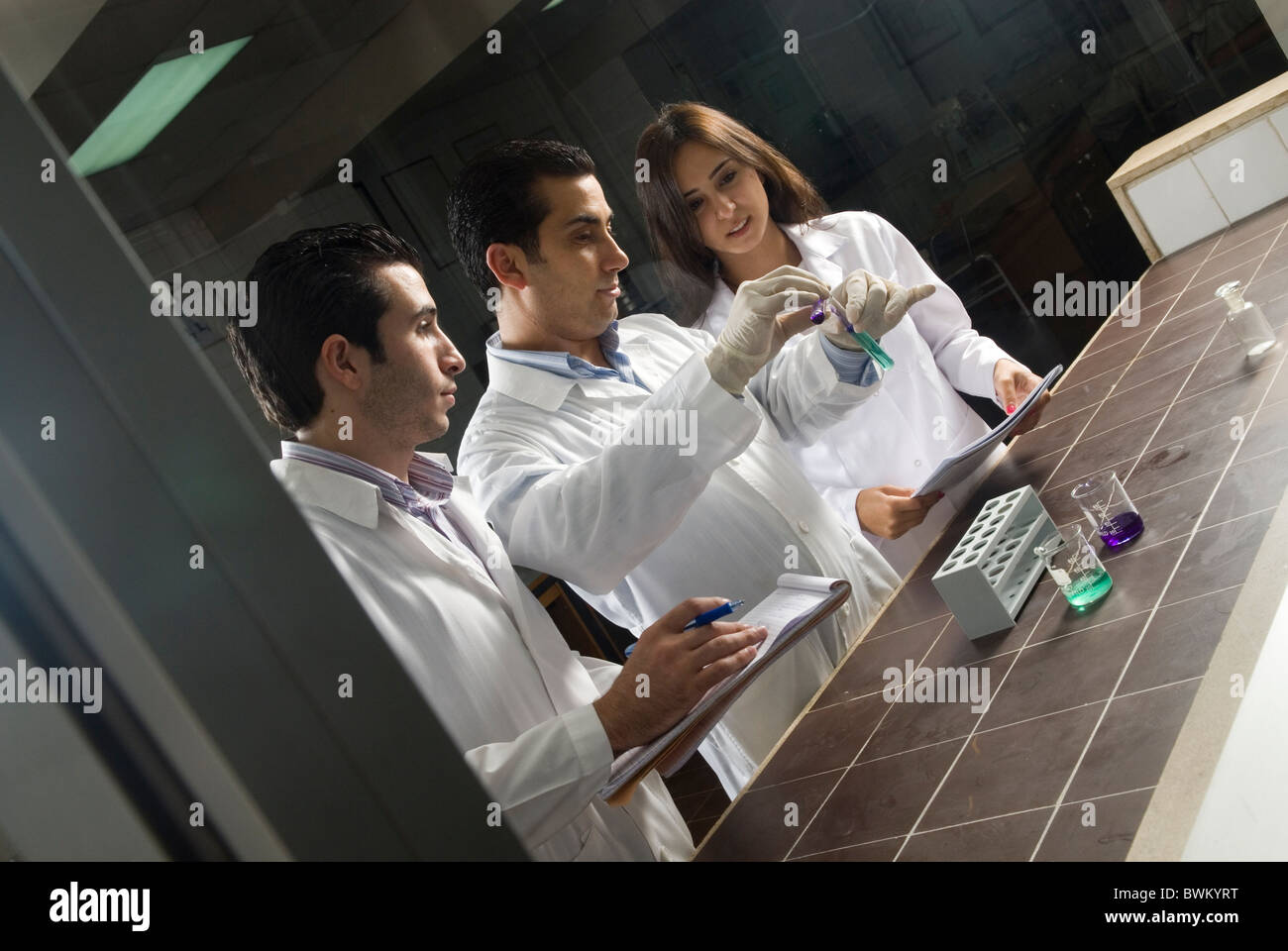 Universitätslehrer, die Ausbildung von Studenten im Labor Beirut arabische Universität Libanon Middle East Asia Stockfoto