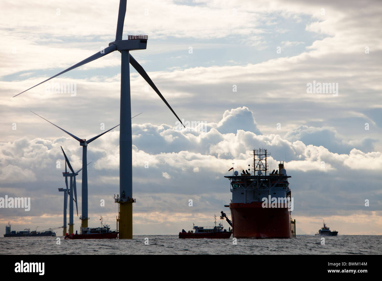 Walney Offshore-Windpark-Projekt befindet sich 15km von Barrow in Furness in Cumbria. Stockfoto