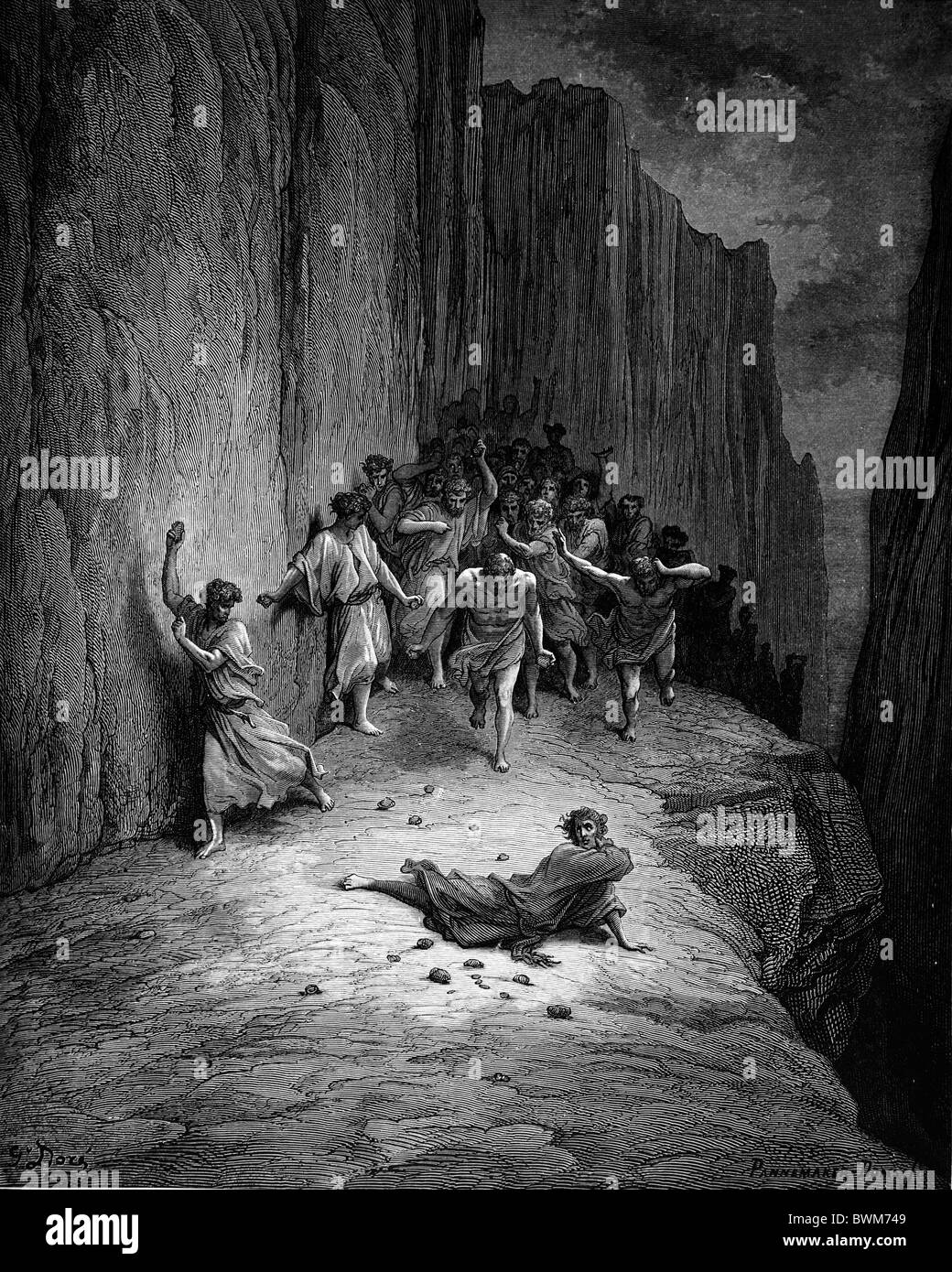 Gustave Doré; Schwarz / weiß Gravur; Das Martyrium des Heiligen Stephan, erste christliche Märtyrer Stockfoto