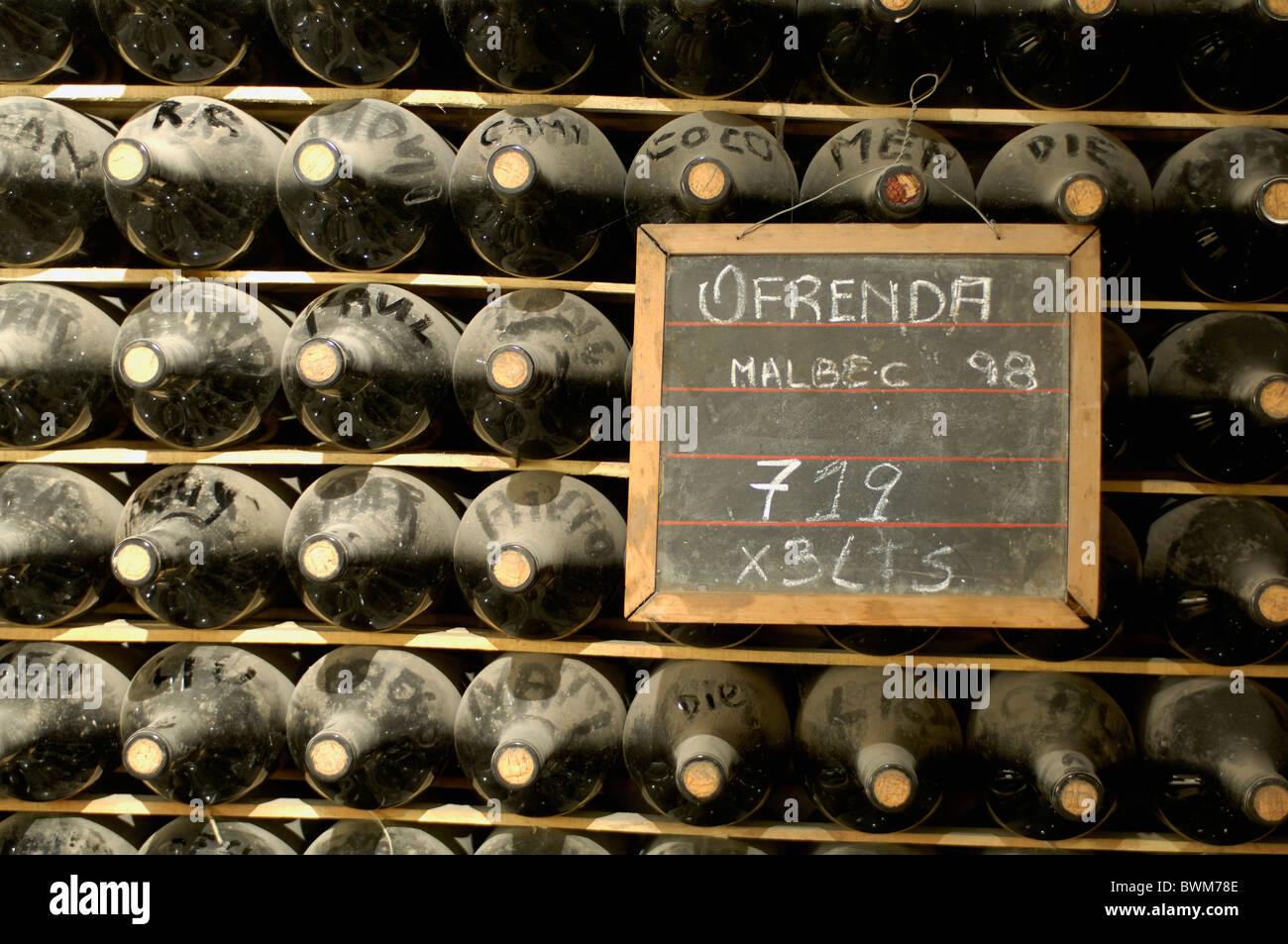 Argentinien-Südamerika-Wein-Flaschen Bodega Norton Weingut Lujan de Cuyo Mendoza Südamerika Vintage Zeichen v Stockfoto