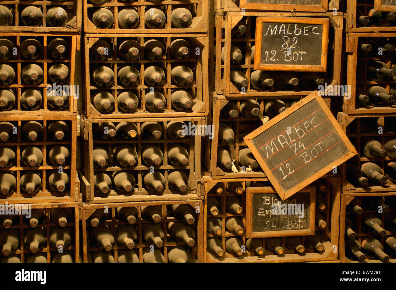 Argentinien Südamerika Wein Flaschen Bodega Norton Weingut Lujan de Cuyo Mendoza Südamerika Vintage Zeichen Stockfoto