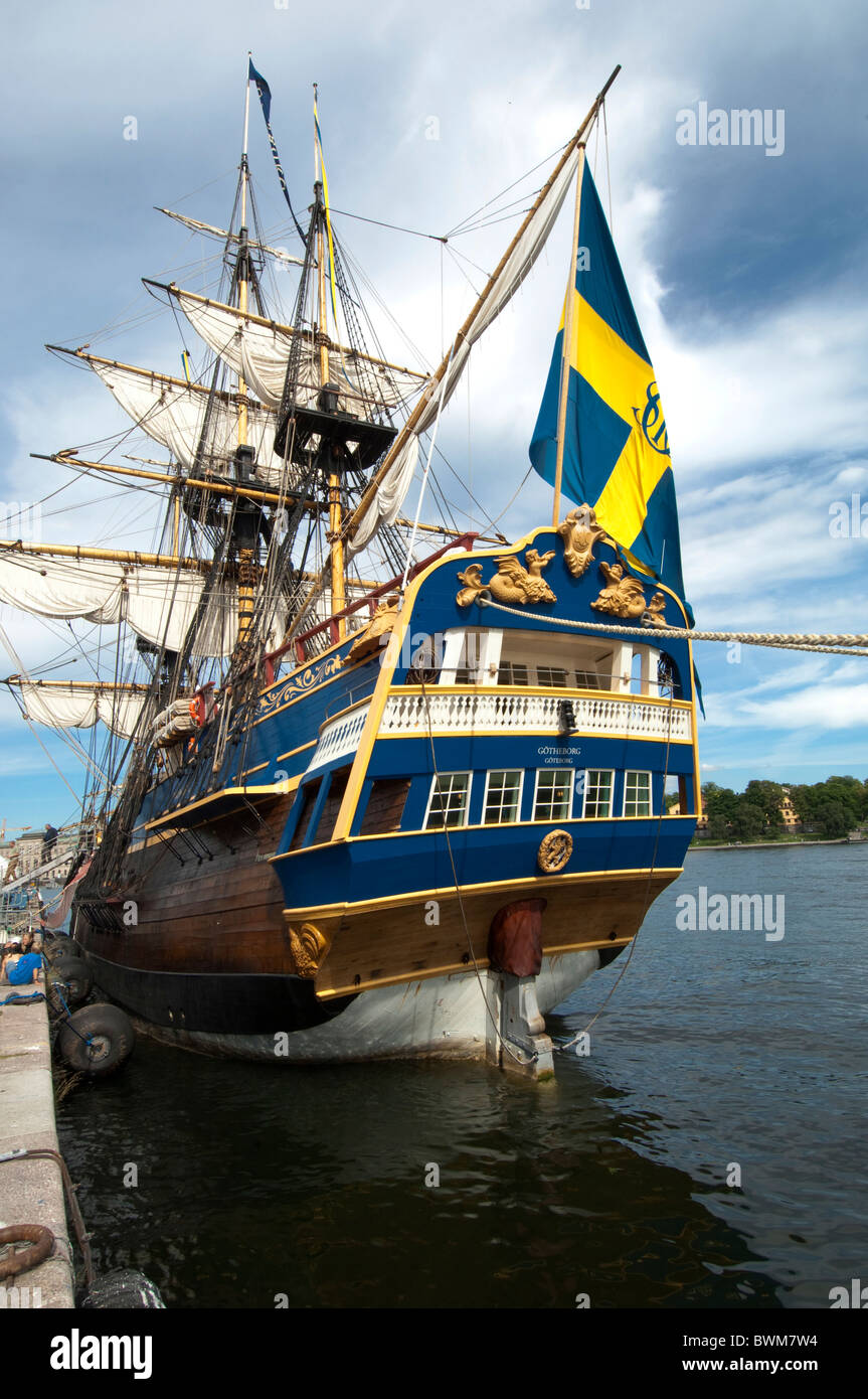 Das Schiff Götheborg, Ostindiefararens aft Flagge Stockfoto