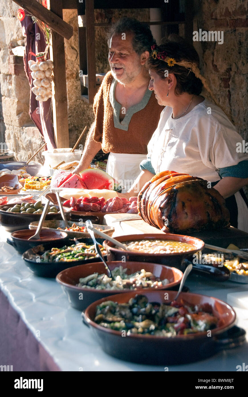 Mittelalterliches Festival, Monteriggioni, Provinz Siena, Toskana Italien Stockfoto