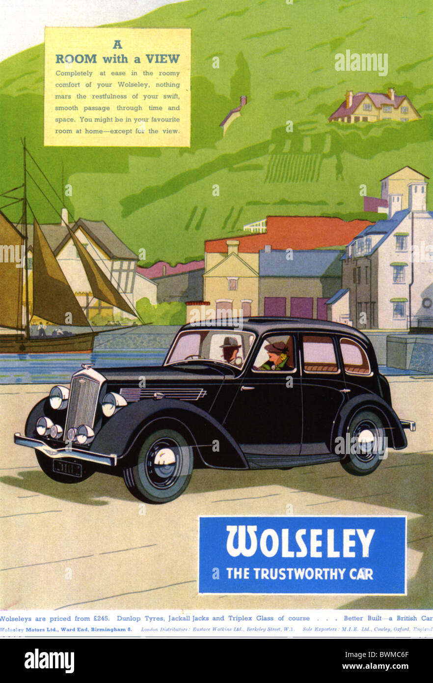 WOLSELEY Auto Anzeige in 1937 zeigt 25/6 4-türige Limousine Stockfoto