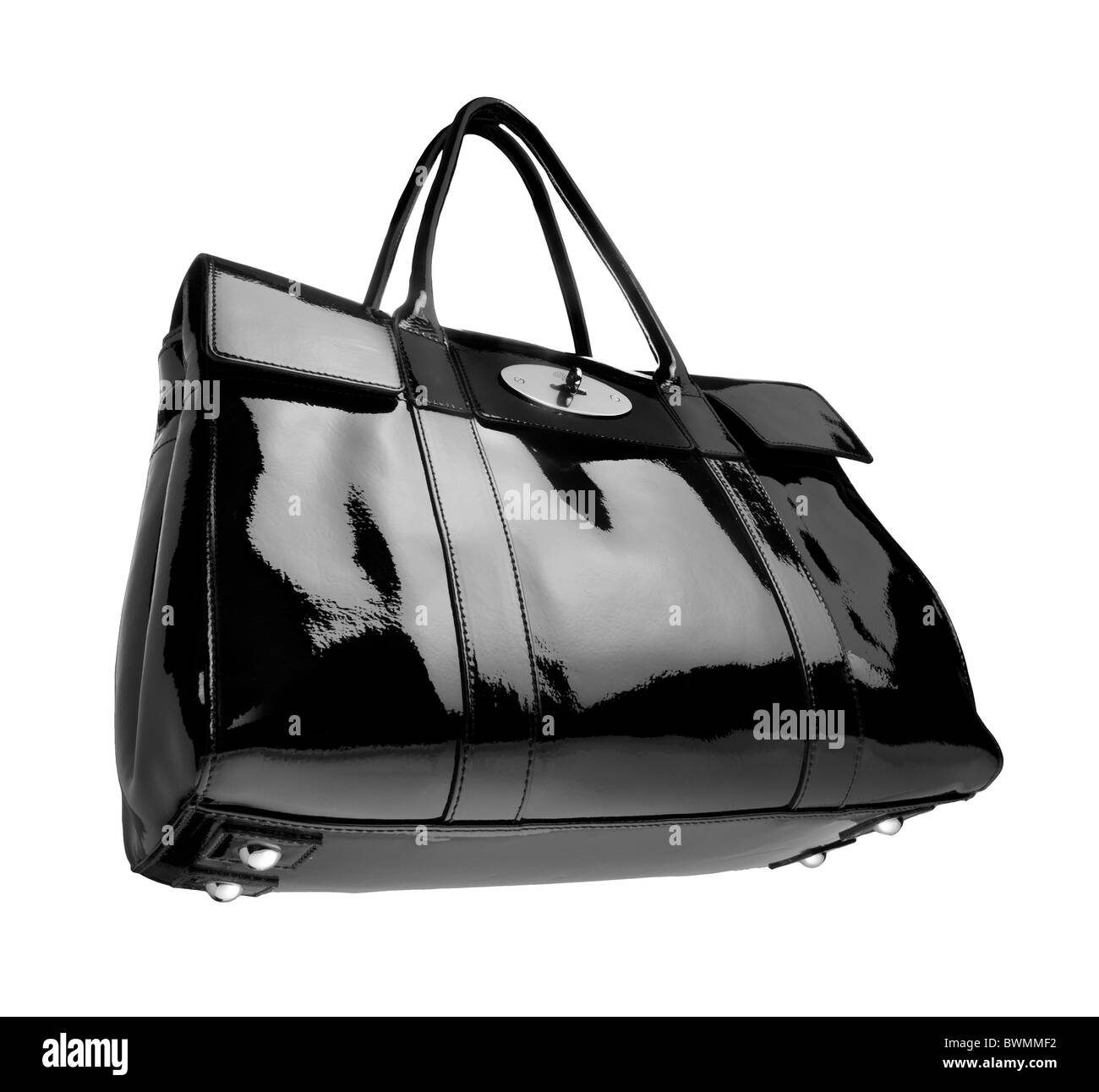 Mulberry Handtasche in schwarz patent glänzend weiches Leder Stockfoto