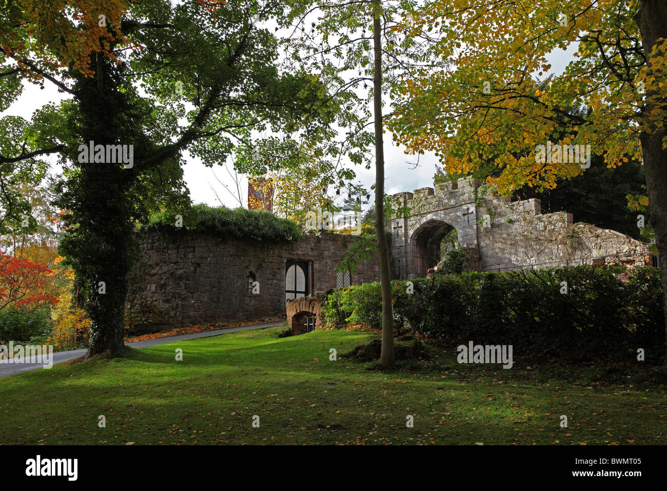 Bleibt der alten Burg Ruthin Denbighshire Nord-Wales. Stockfoto