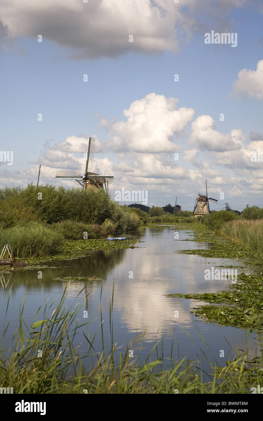 Windmühlen von der Unesco World Heritage Site Kinderdijk, Zuid-Holland (Südholland), Niederlande Stockfoto