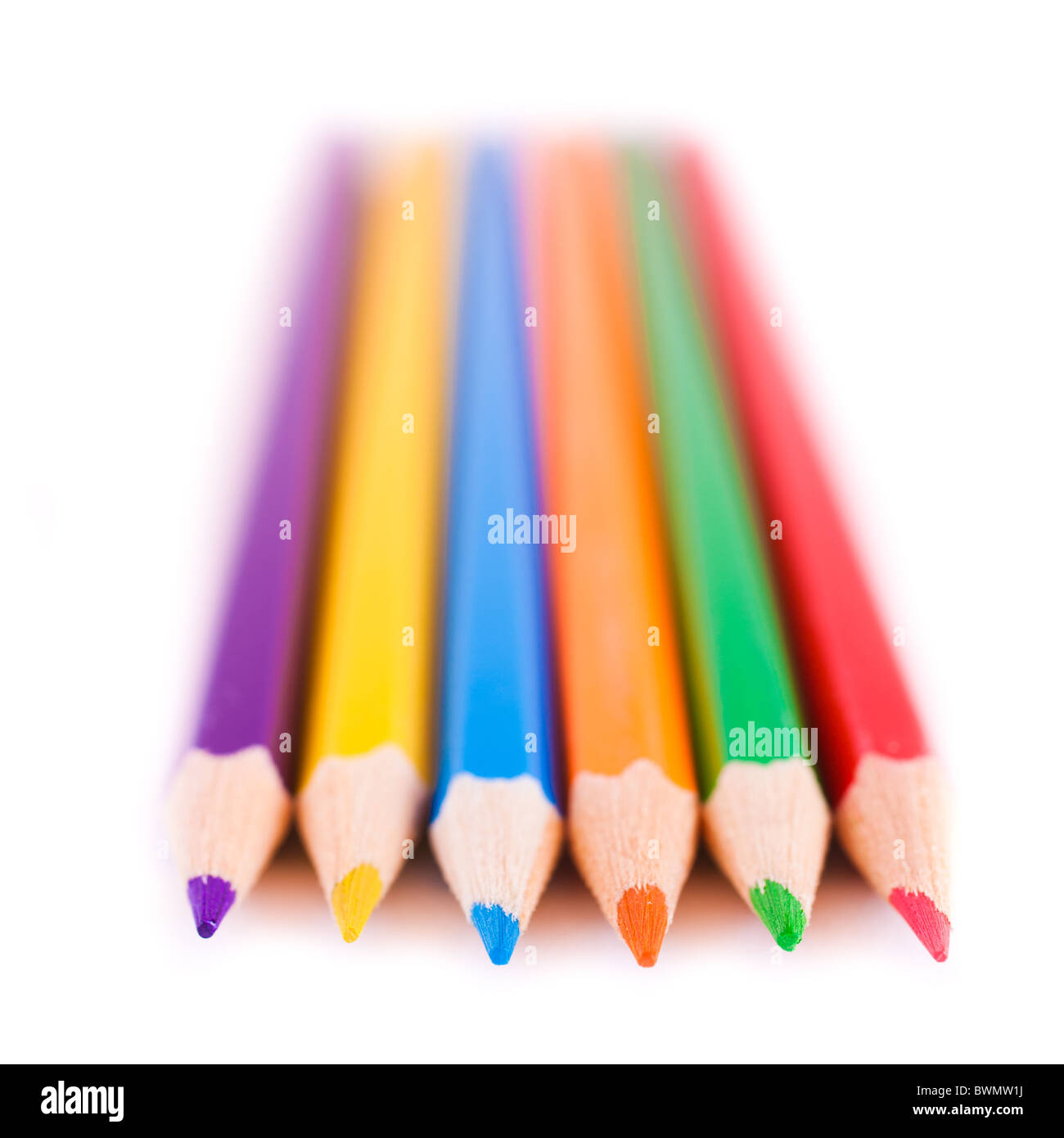 Bunte Bleistifte isoliert auf weißem Hintergrund. Stockfoto
