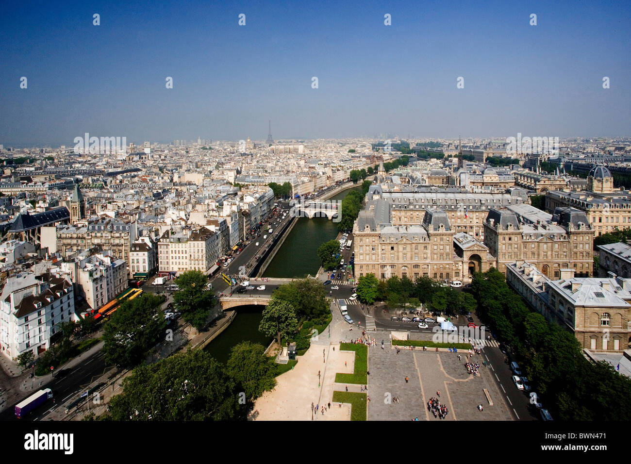 Frankreich Europa Paris Ile De La Cite Pont Saint-Michel Petit Pont de Polizeipräfektur Städtebau überbrücken bri Stockfoto