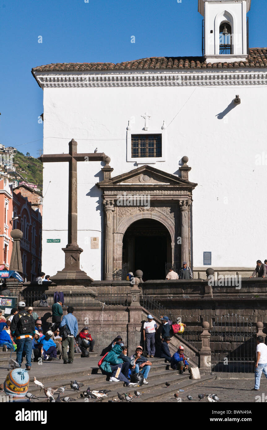 San Francisco Kirche und Plaza de San Francisco, historisches Zentrum, Quito, Ecuador. Stockfoto