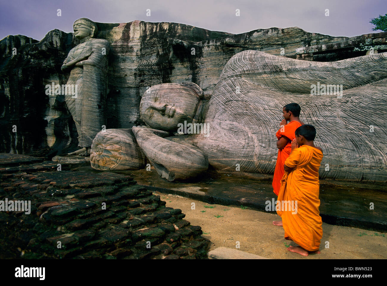Sri Lanka Asien Polonnaruwa Stadt antiken Städte UNESCO Weltkulturerbe Gal Viharaya Gal Vihara Buddha budd Stockfoto