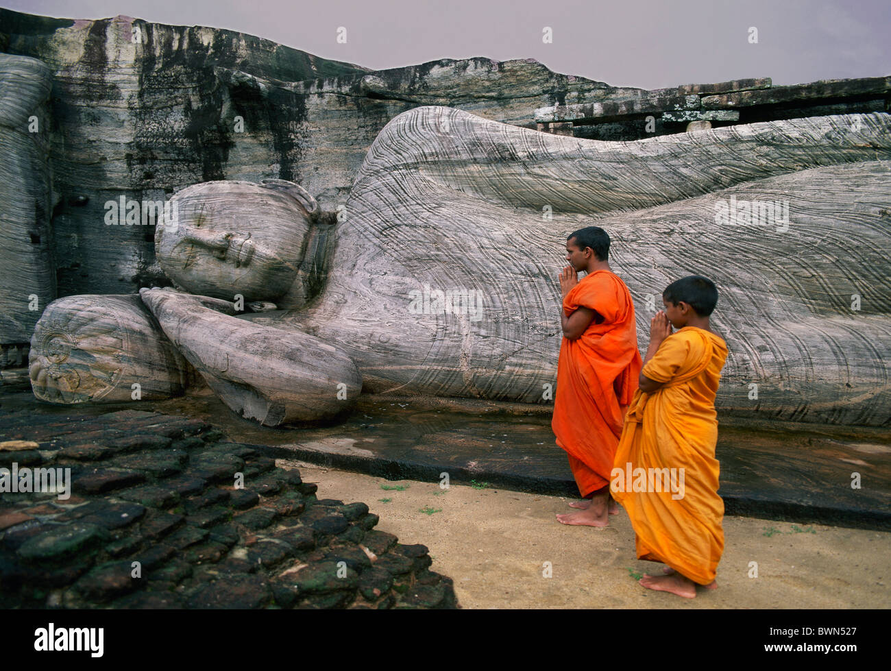Sri Lanka Asien Polonnaruwa Stadt antiken Städte UNESCO Weltkulturerbe Gal Viharaya Gal Vihara Buddha budd Stockfoto