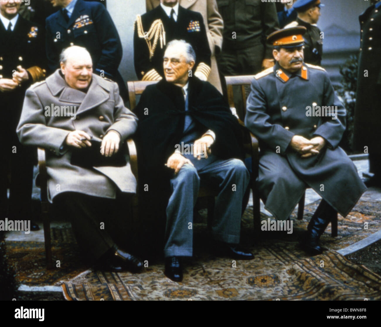 Jalta-Konferenz 1945 Winston Churchill Franklin D. Roosevelt Joseph Stalin Schloss Liwadija British prime minist Stockfoto