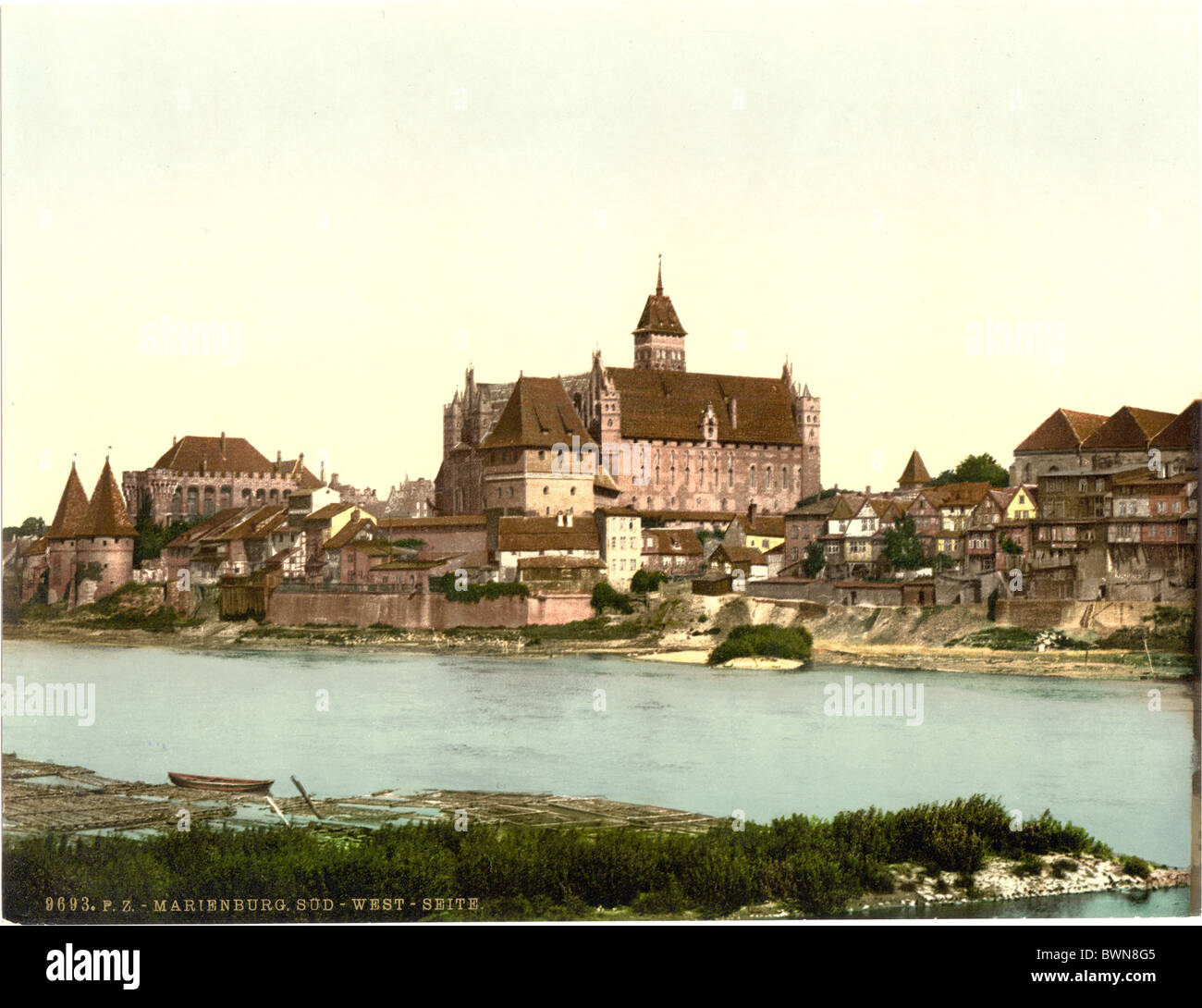 Marienburg Südwestseite Preußen früher Deutschland Europa Marienburg Polen Photochrom um 1900 Geschichte Histo Stockfoto