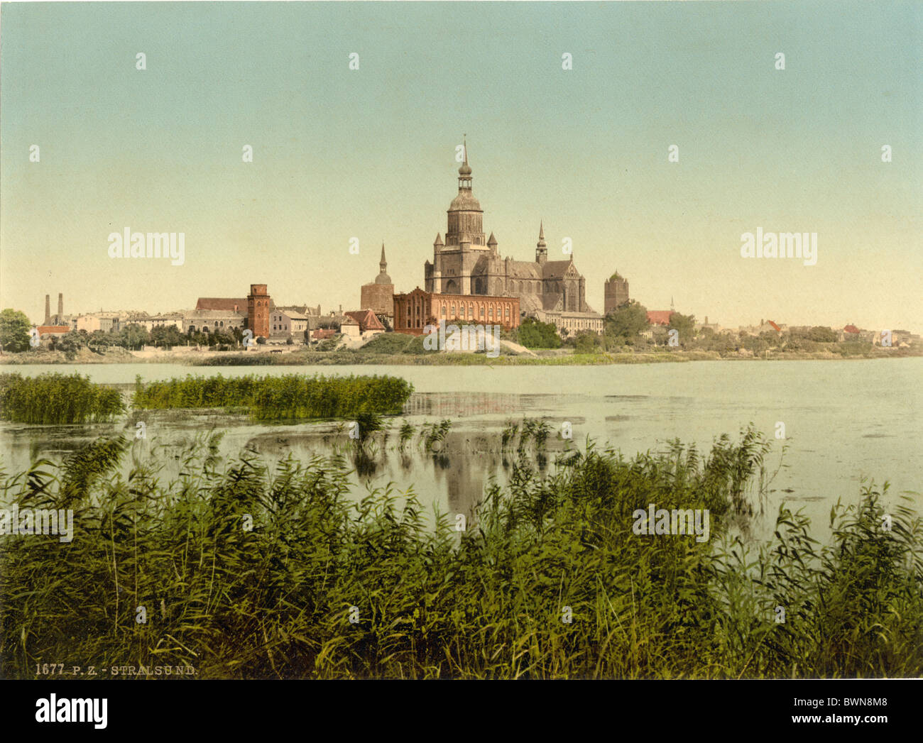 Stralsund Pommern Deutschland Europa Deutsche Reich Photochrom um 1900 Geschichte historische Altstadt Stockfoto
