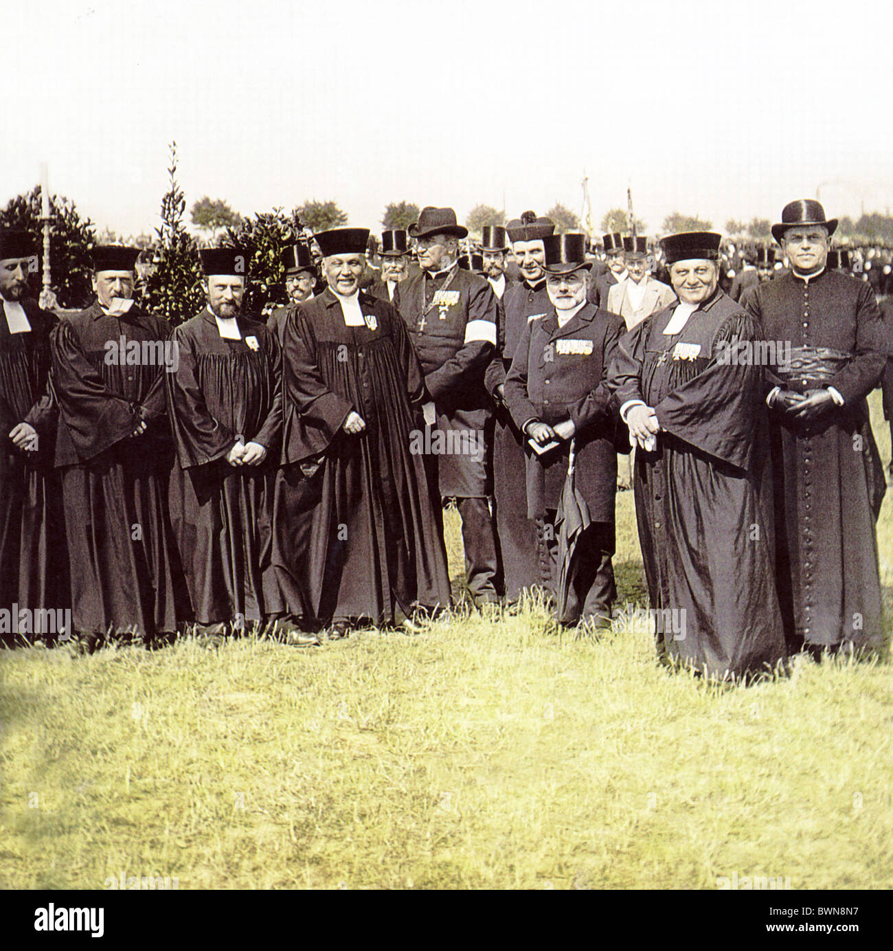 1896-Gruppe Berlin Armee Prediger Beamte Tempelhofer Feld Geschichte historische historische Prediger religiös Stockfoto