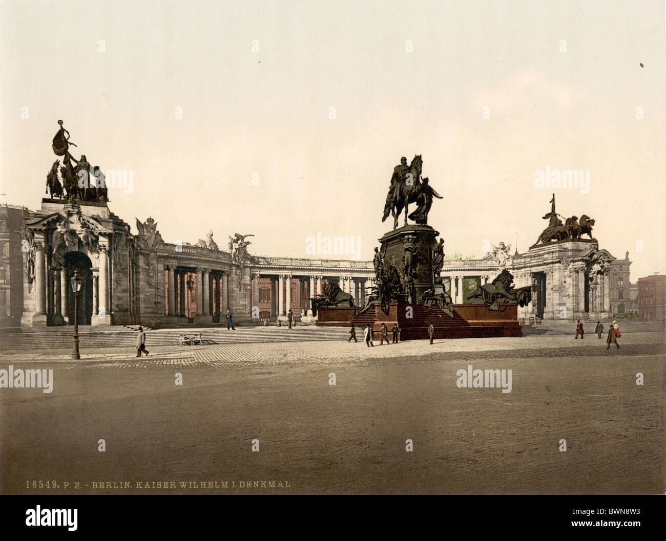 Berlin Kaiser Wilhelm i. Denkmal Deutschland Europa Photochrom um 1900 Deutsches Reich Geschichte historische Histo Stockfoto