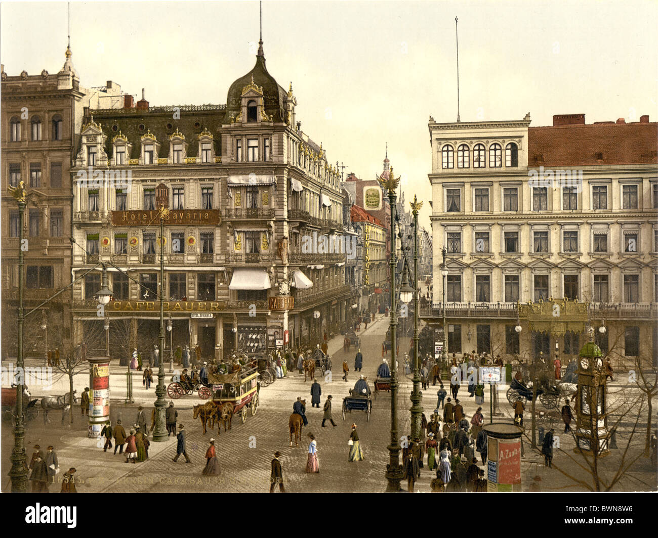 Cafe Bauer Unter den Linden Berlin Deutschland Europa Photochrom um 1900 historische Deutsche Reich Geschichte sein Stockfoto