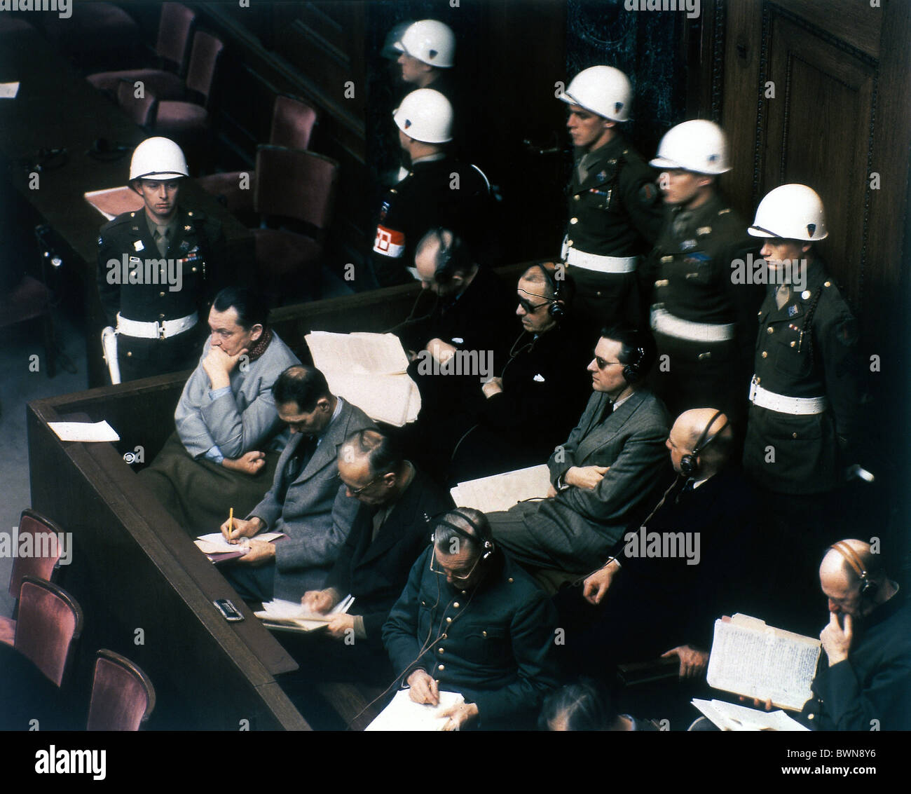1946 International Military Tribunal in Nürnberg 1. Oktober Court House Zimmer 600 Beklagten International Krieg Crim Stockfoto