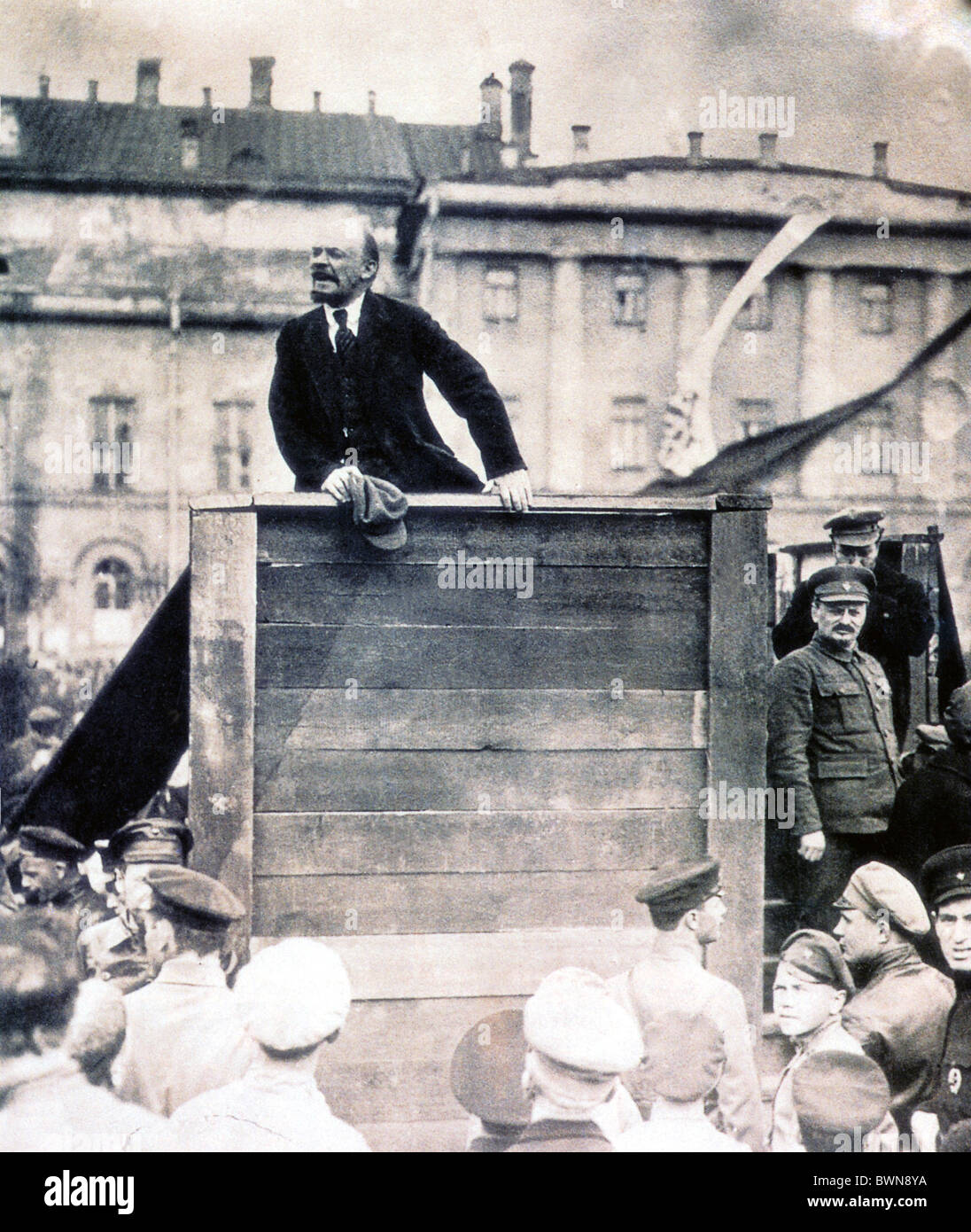 Vladimir Lenin 5. Mai 1920 Bolschoi Theater Moskau Truppen gegen Pilsudski Armee gegen Polen Woode sprechen Stockfoto