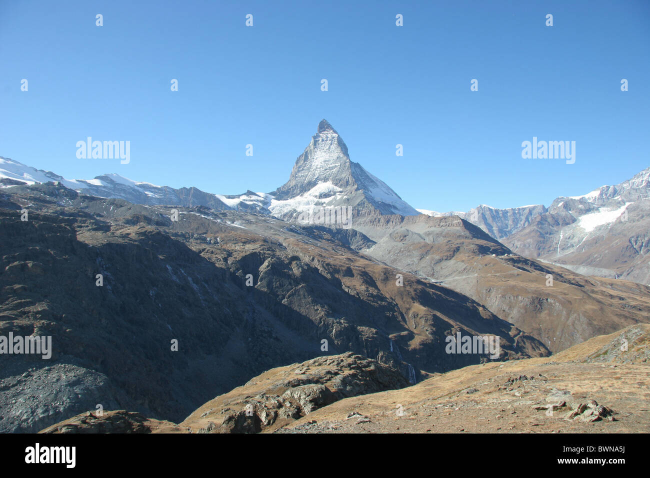 Schweiz Europa Kanton Wallis Zermatt Matterhorn Berg Berge Alpen alpine Herbstlandschaft Stockfoto