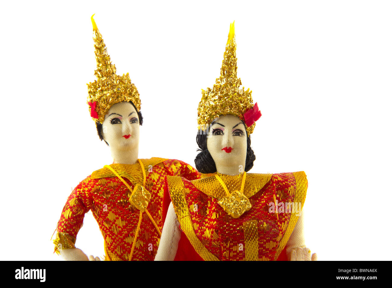 Thai Tanzpaar isoliert auf weiß Stockfoto