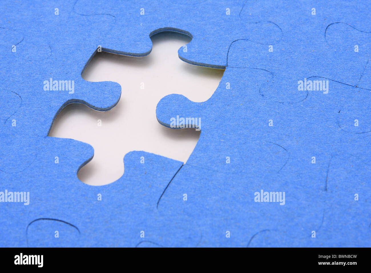 Puzzle, fehlende Stück Stücke Spielkonzept Symbol letzten Studio blau hell blau Cyan weiß Stockfoto