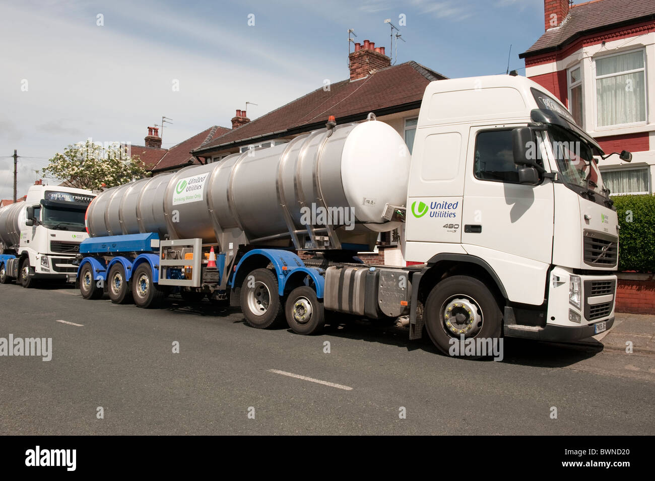 United Utilities-Wasser-Container-LKW Stockfoto