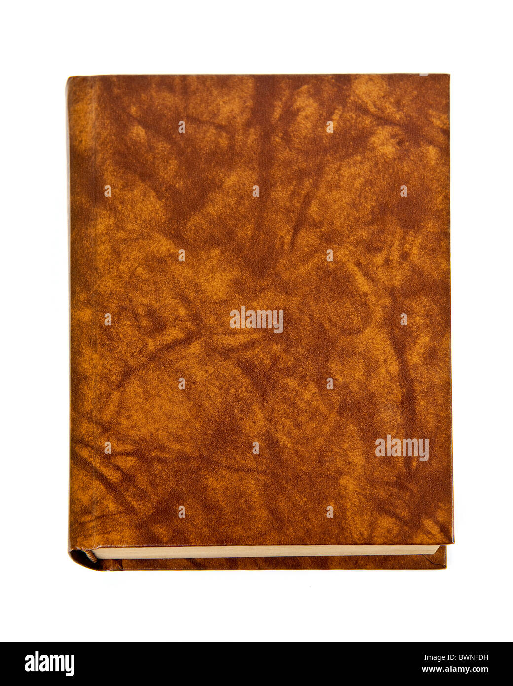 Alte leere Hardcover Leder gebundenes Buch isoliert auf weißem Hintergrund Stockfoto