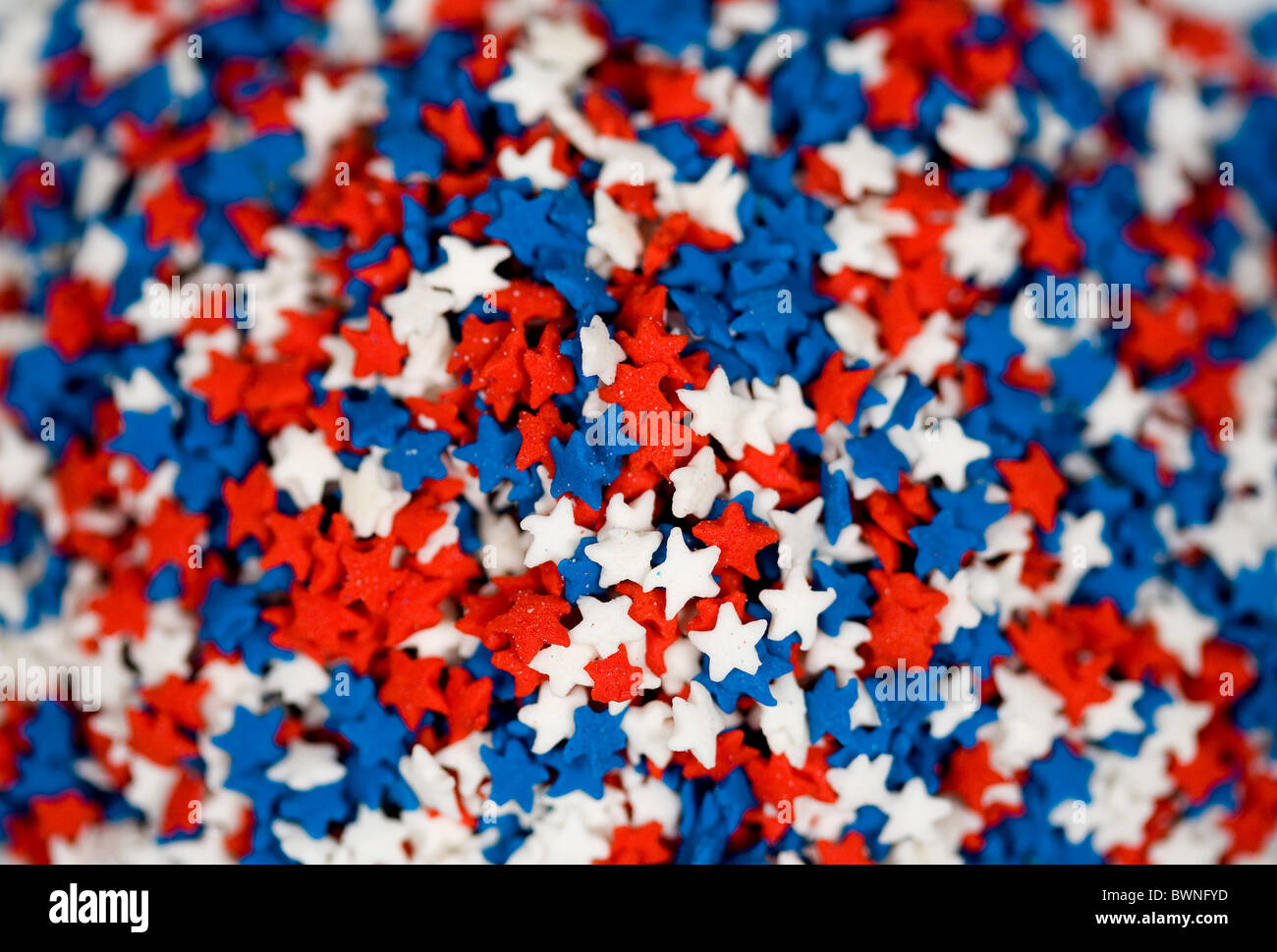 Sterne rot, weiß und blau Streuseln. Stockfoto