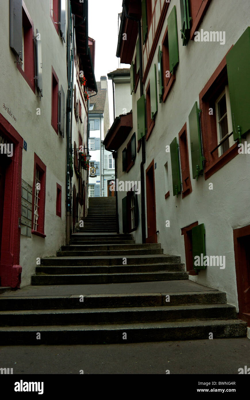 Mittelalter Imbergasslein Straße bestehend aus Treppe Altstadt Basel Schweiz Stockfoto