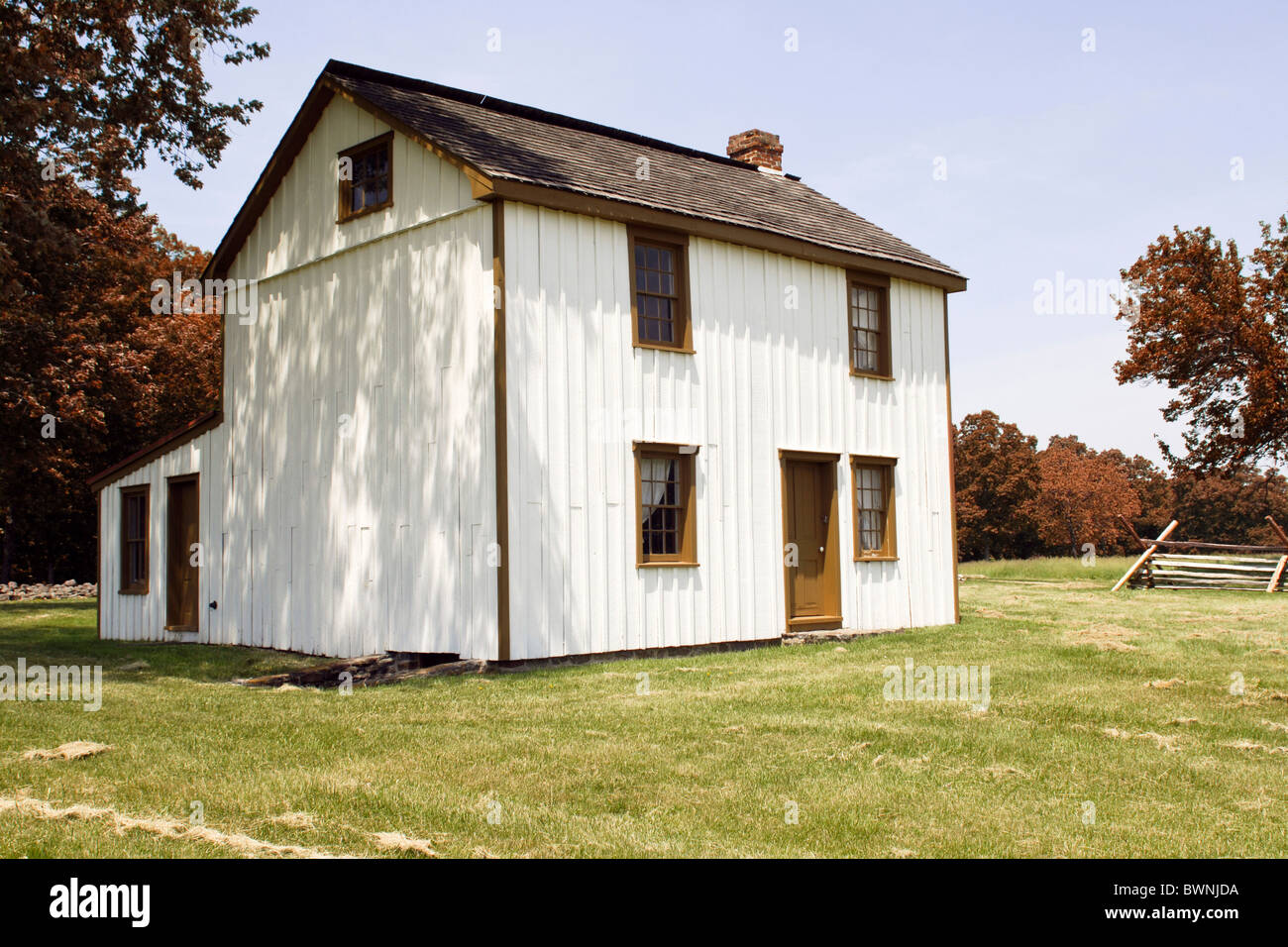 Schlachtfeld Verpflegungsstation Pitzer Woods Gettysburg Pennsylvania PA im Frühherbst. Stockfoto