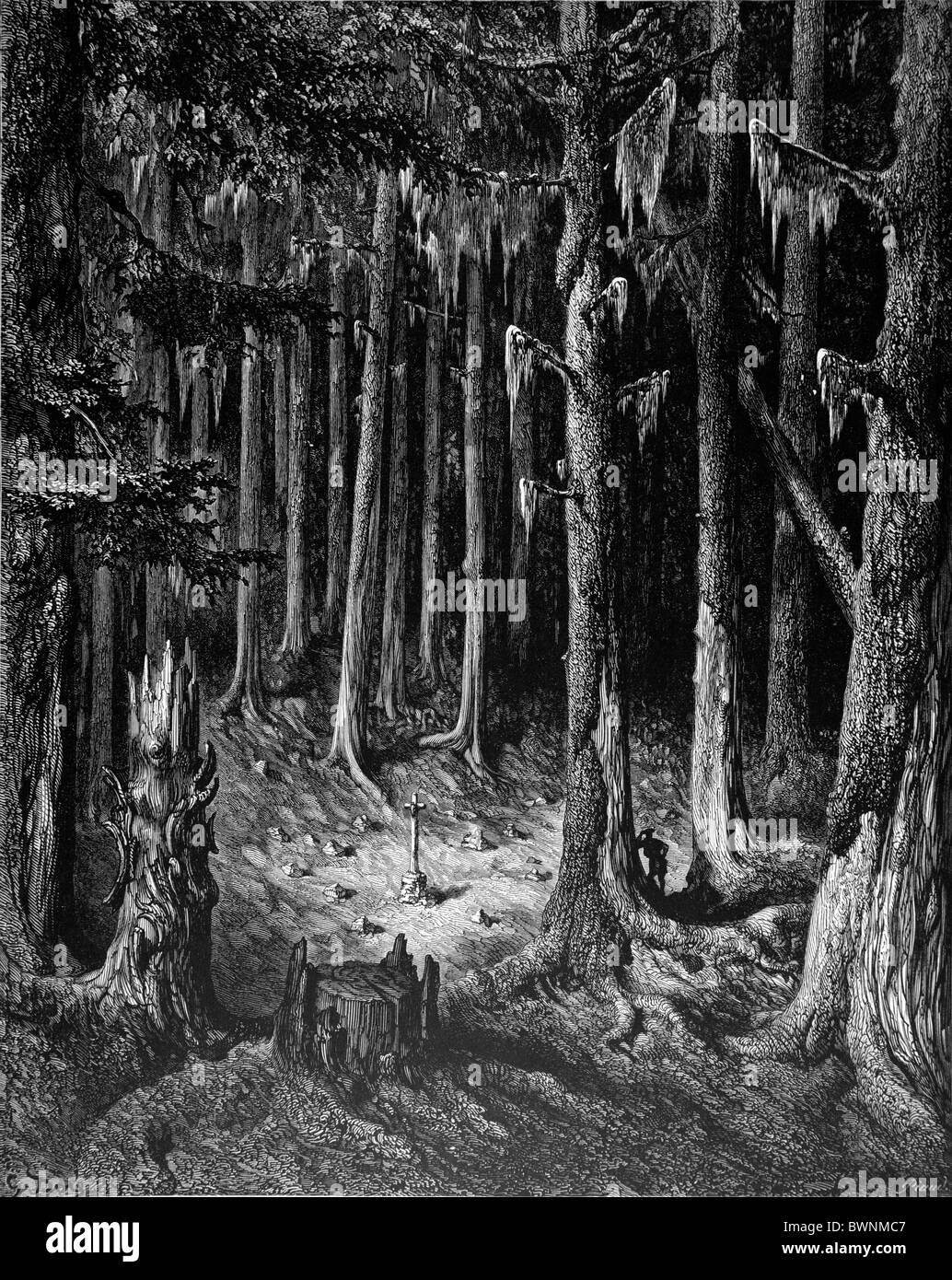 Gustave Doré; Burial Ground im Wald von Chactas und Atala, eine Novelle von François-René de Chateaubriand Stockfoto