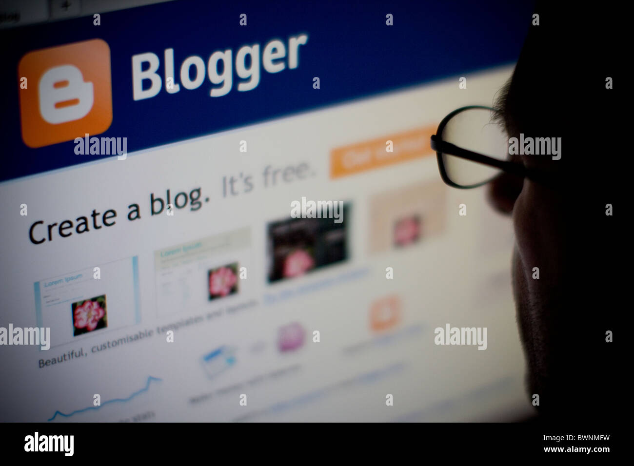 Internet-Browser-Anzeige Blogspot, Blogger-website Stockfoto