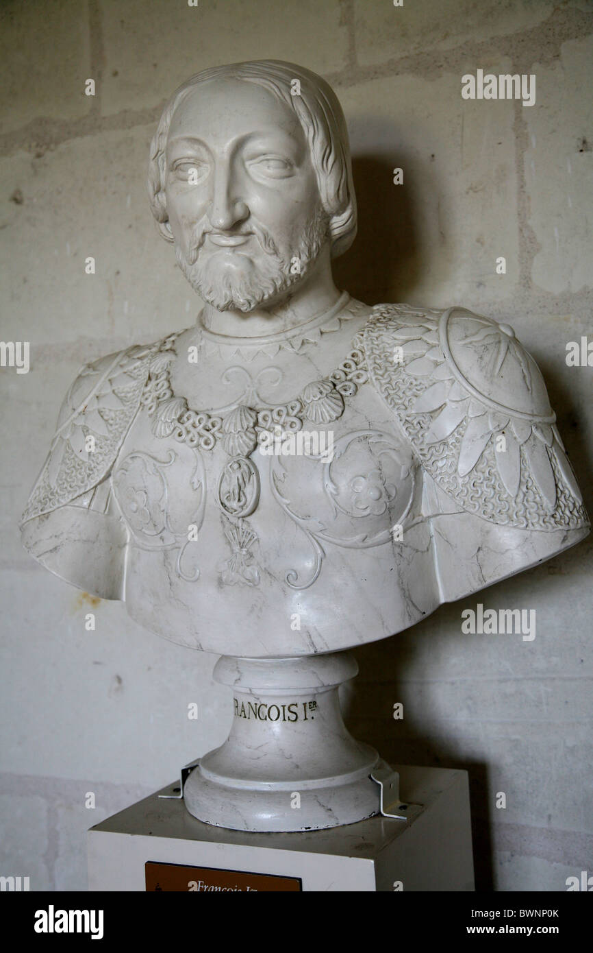Büste von König Francois ich am Chateau de Chambord Stockfoto