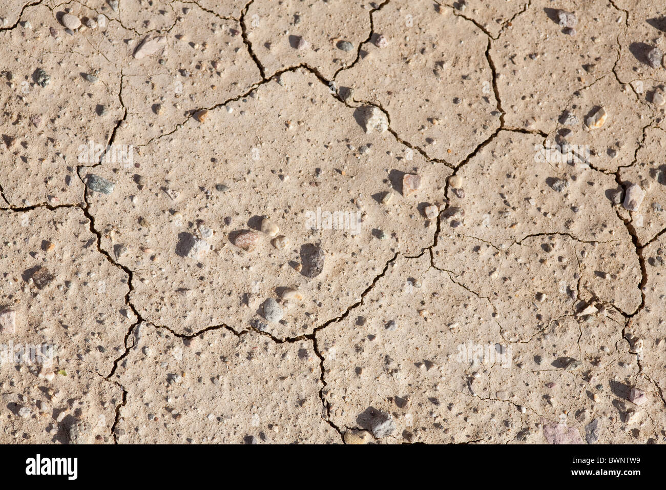 Horizontales Bild der trockene rissige Schlamm. Stockfoto