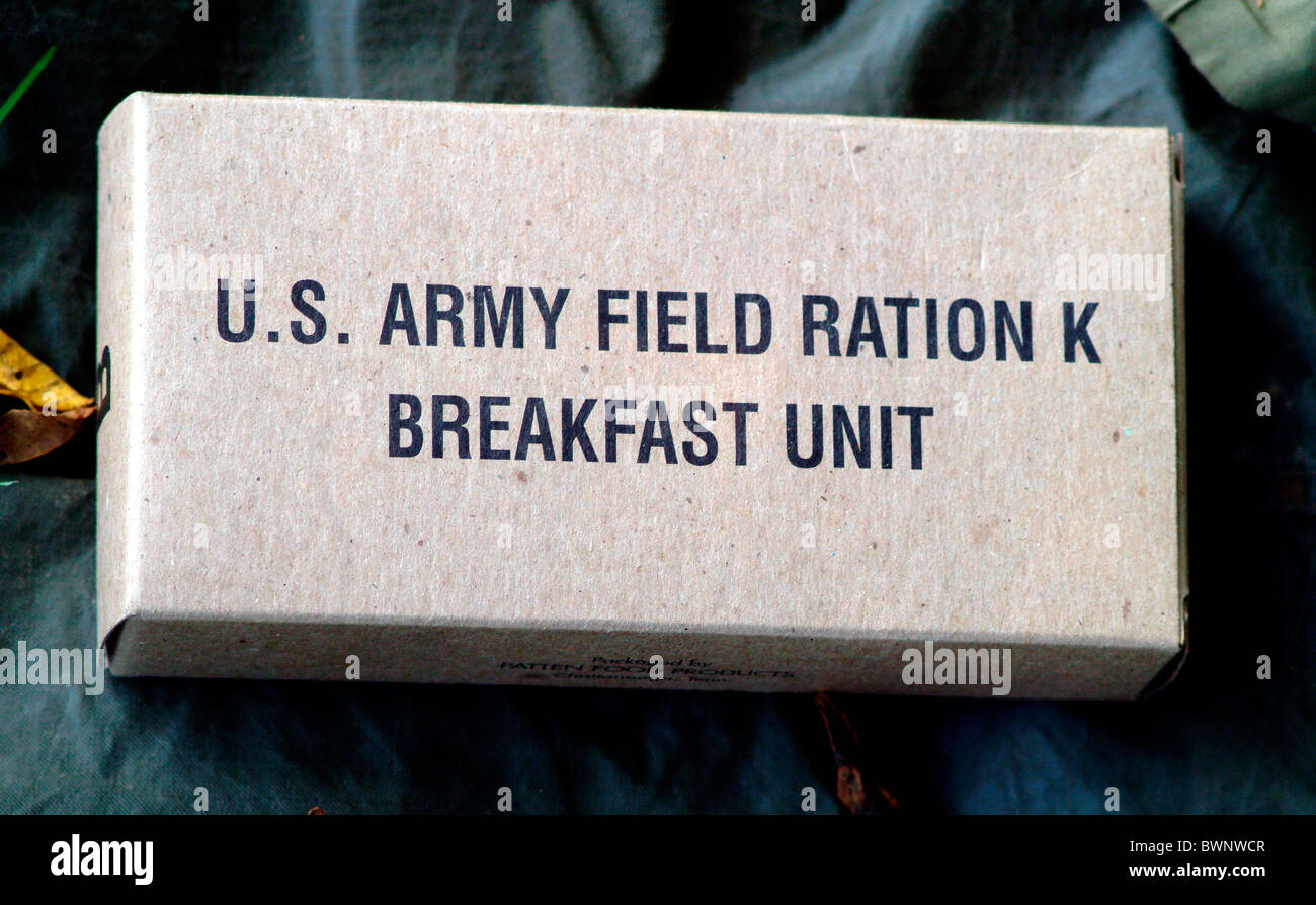 US Army Field K-Rationen der Breakfast-Unterkunft Stockfoto