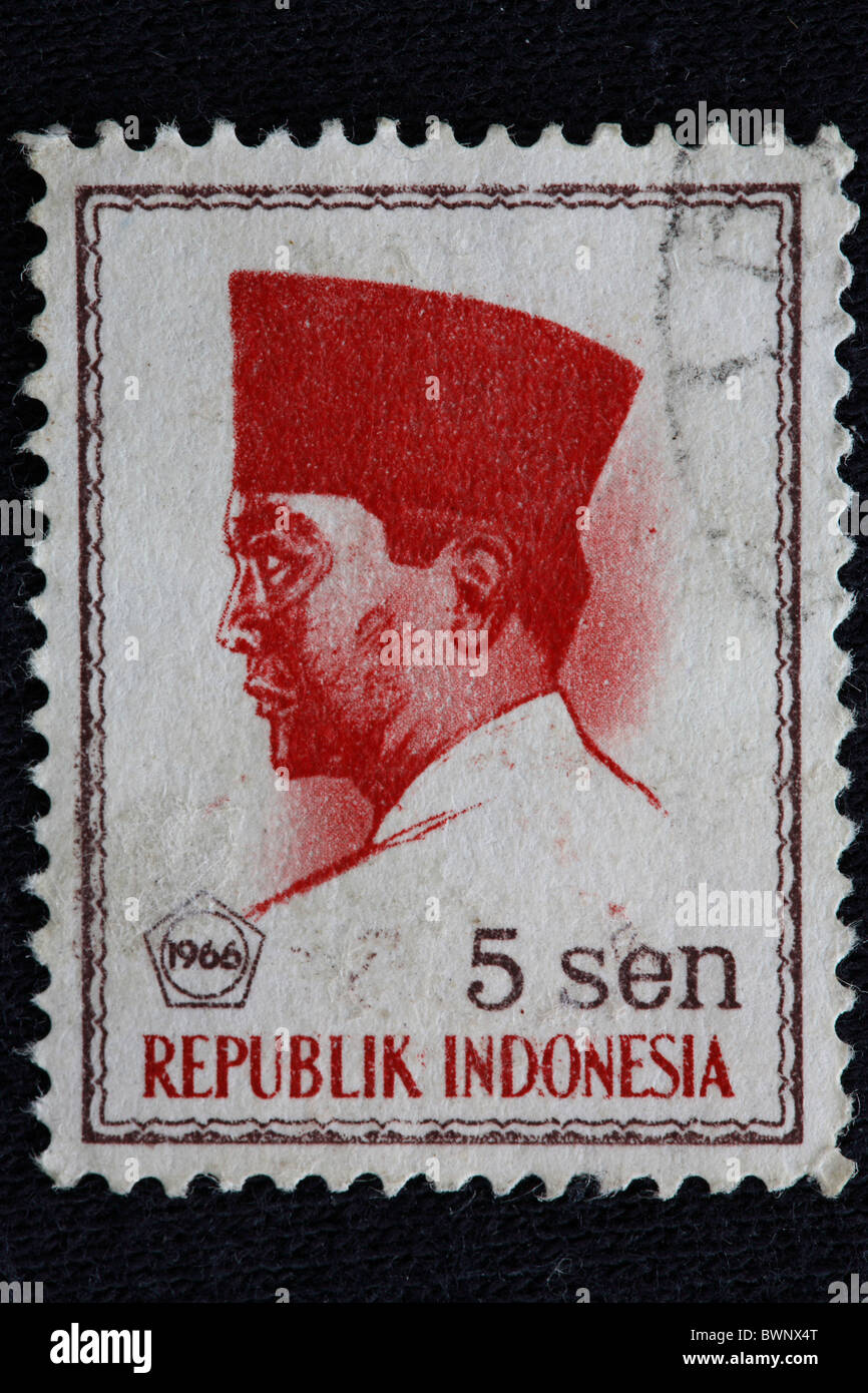 Sukarno ersten Präsidenten Indonesiens Briefmarke Indonesien 1966 Asien Asiatische Politik Politiker Sukarno Pre Stockfoto