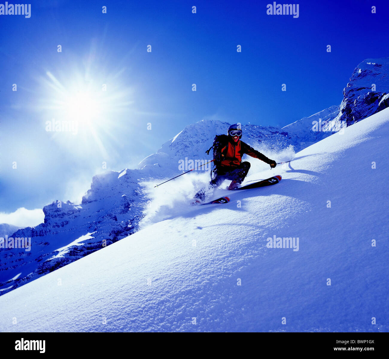 Schweiz Europa Berner Oberland Kleine Scheidegg Ski Kanton Bern Ski Skifahrer Tiefschnee Powder Ski Fr Stockfoto