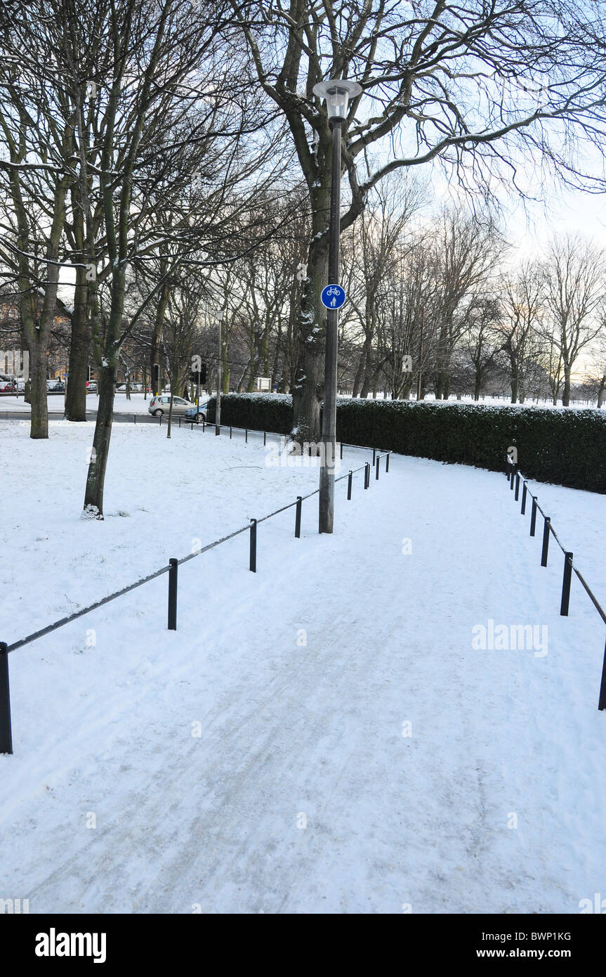 Die Wiesen Edinburgh Winterschnee Melville Drive Stockfoto