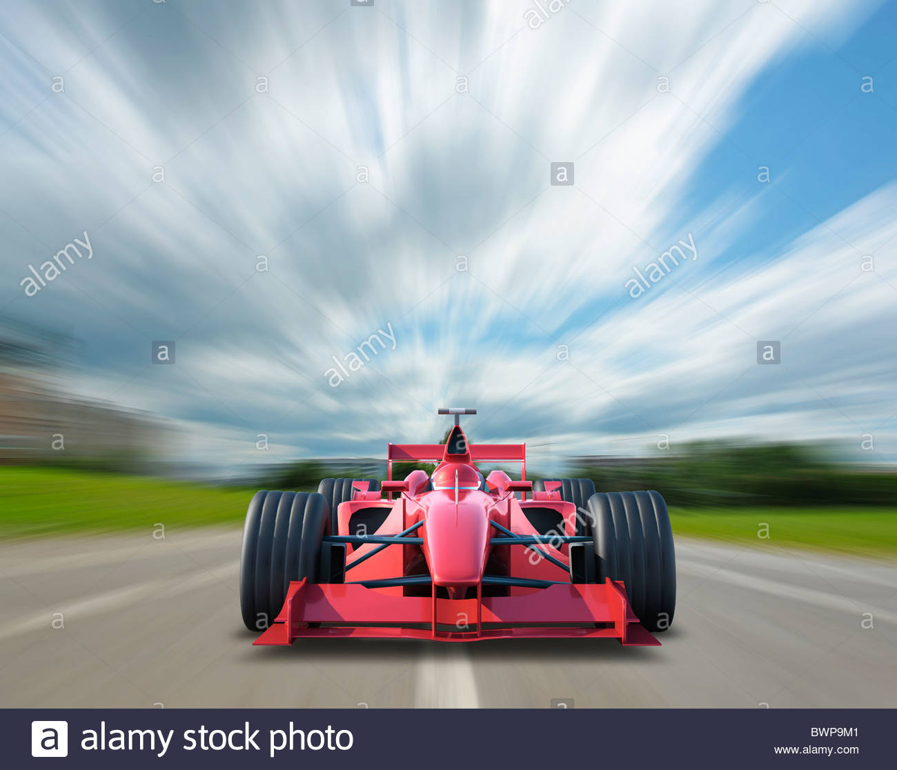Rennsport Auto Beschleunigt Auf Dem Richtigen Weg Stockfoto Bild