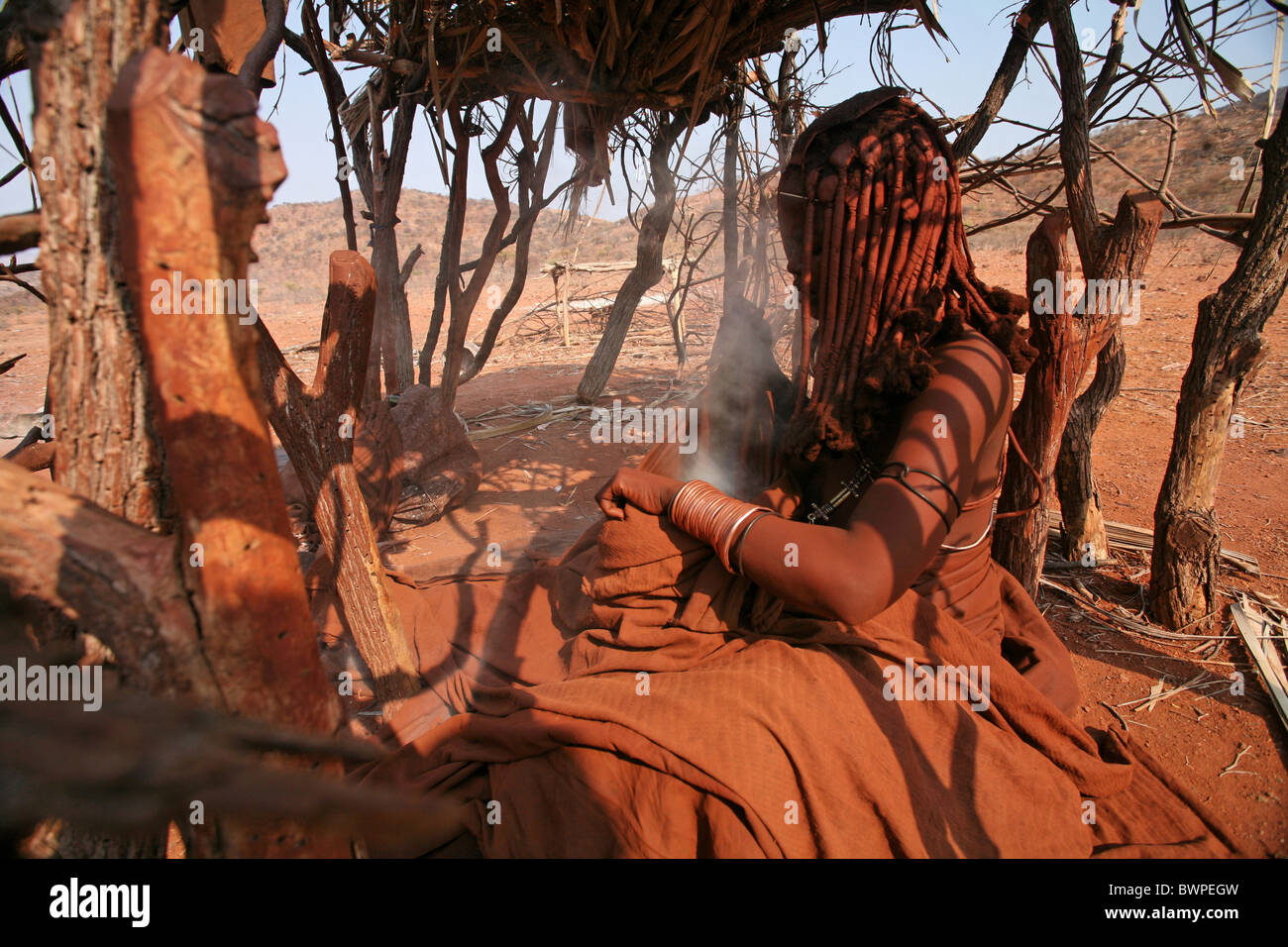 Namibia Afrika Himba Stamm Sommer 2007 Afrika einheimischen traditionellen Schmuck Schmuck native Eingeborenen wom Stockfoto