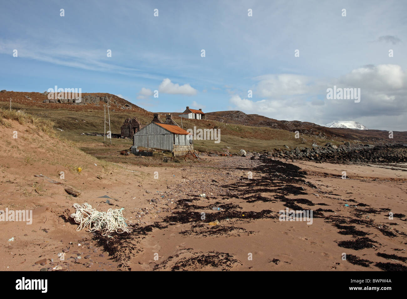 Stillgelegten Fischfangstation an roten Punkt Wester Ross Westküste Schottlands Stockfoto