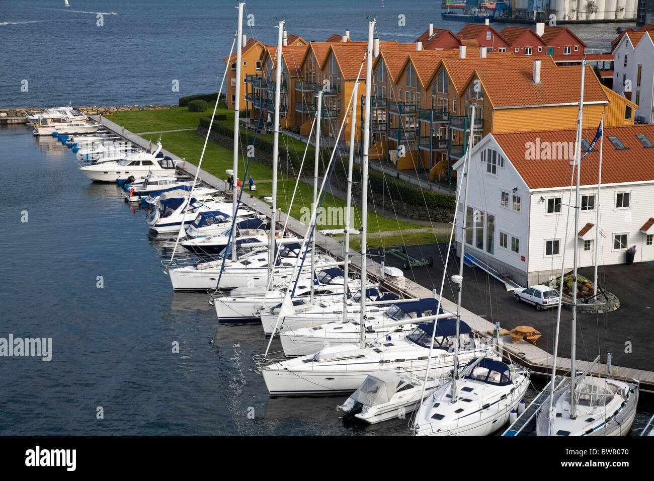 Stadt Stavanger Norwegen neuen Stadtteil Grasholmen Meer Europa Rogaland Nordskandinavien Wasser Yachten s Stockfoto