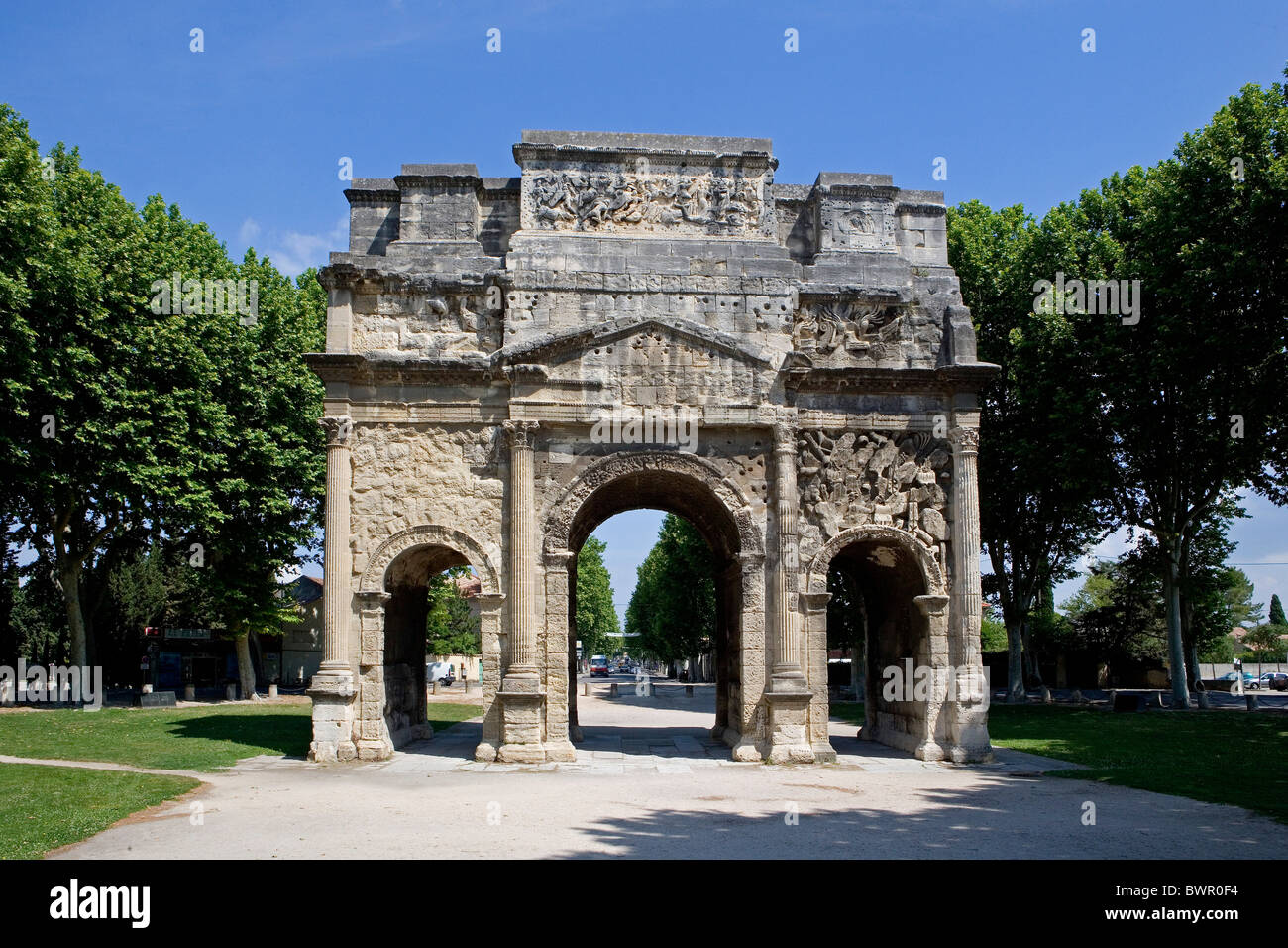 Frankreich Europa Orange City Arc de Triomph UNESCO Welt Kulturerbe triumphal Arch Architektur römischer Römer anci Stockfoto