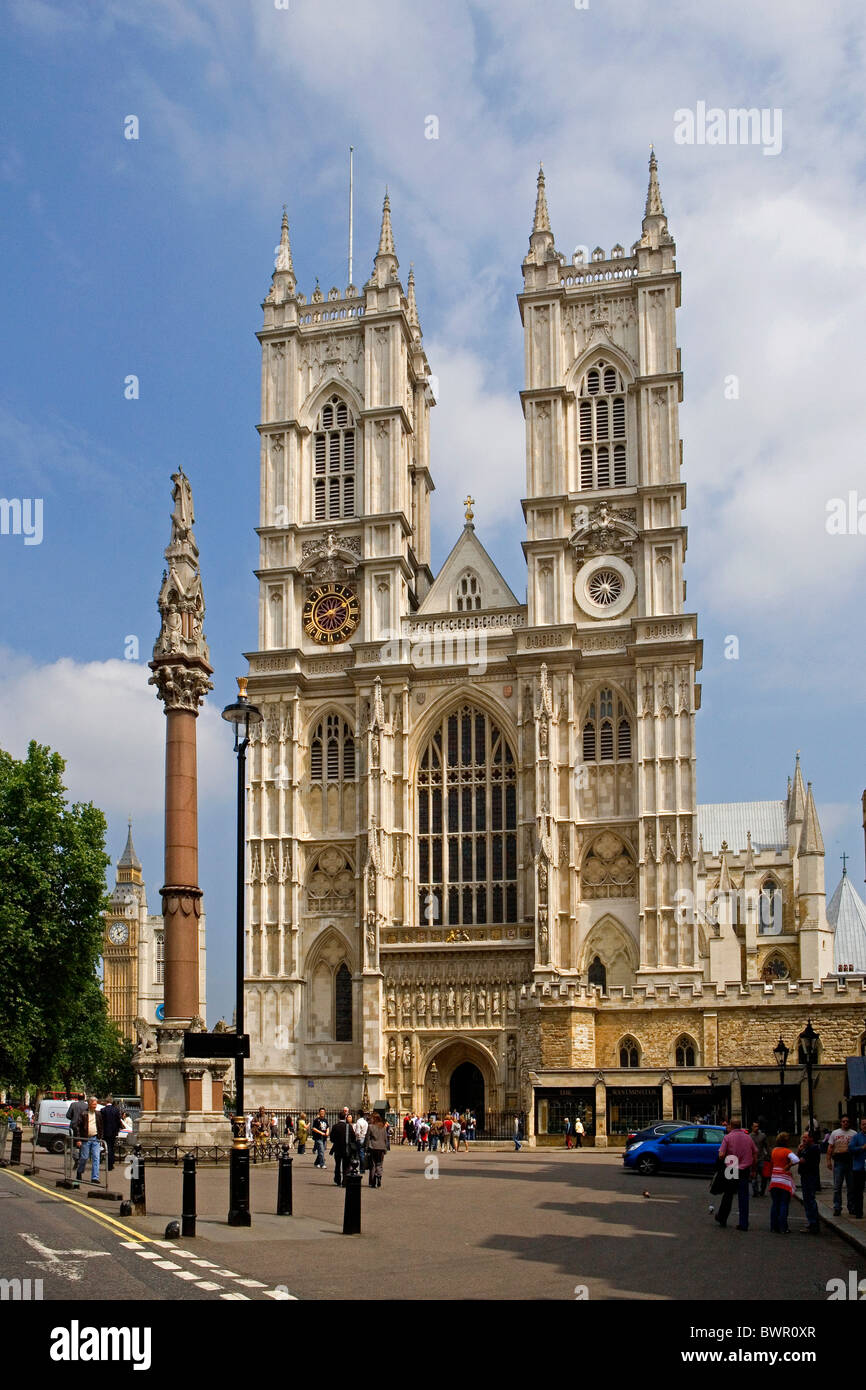 UK London Stadt Westminster Abbey Fassade der Kirche Menschen Vereinigtes Königreich England Europa Großbritannien Stockfoto