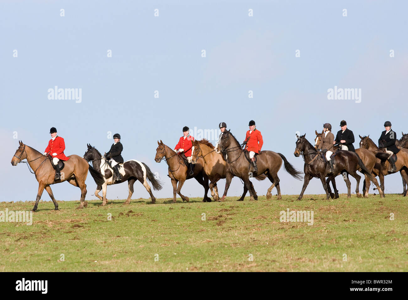 Reiter auf dem Pferd Fuchs Jagd Vale Foxhounds Englands Lune Yorkshire Dales. Foto: Jeff Gilbert Stockfoto