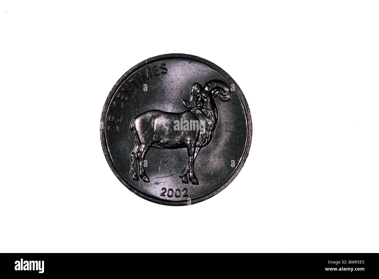 Kongolesischen 25 Centimes-Münze (Demokratische Republik) Stockfoto
